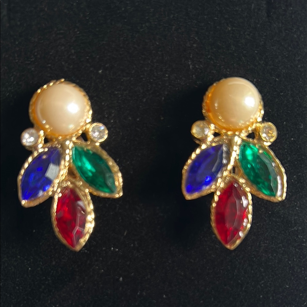 80’s Style Gold Multicolor Earrings